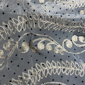 2022 Shaoxing Pengda Textile Nylon Polyester swiss polka dot flocking pattern tulle mesh Embroidered Fabric