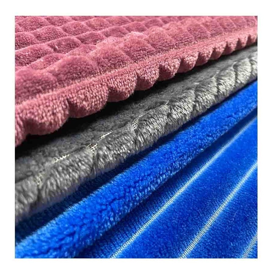 Pengda Textile Warm Knitting 100%Polyester Double Sides Cut Flower Flannel Fabric  Polar Fleece Velvet Fabric