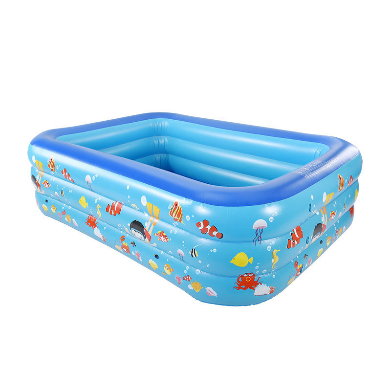 Custom Blue 260cm Square PVC Inflatable Swimming Pool Portable Outdoor Kids' Summer Recreation Accessory