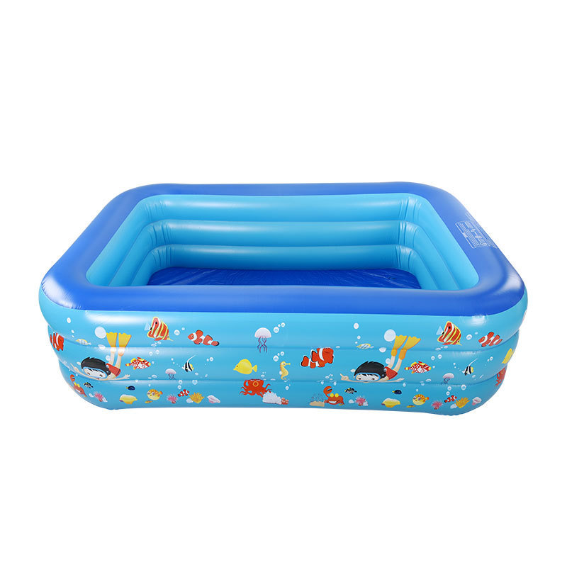 Custom Blue 260cm Square PVC Inflatable Swimming Pool Portable Outdoor Kids' Summer Recreation Accessory