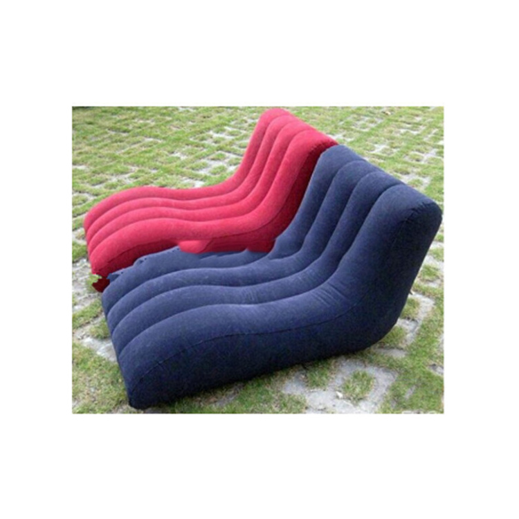 EN71 6P PVC Flocked Inflatable Outdoor Double Chaise Lounge Chair for Garden Patio & Beach-Durable Plastic Material