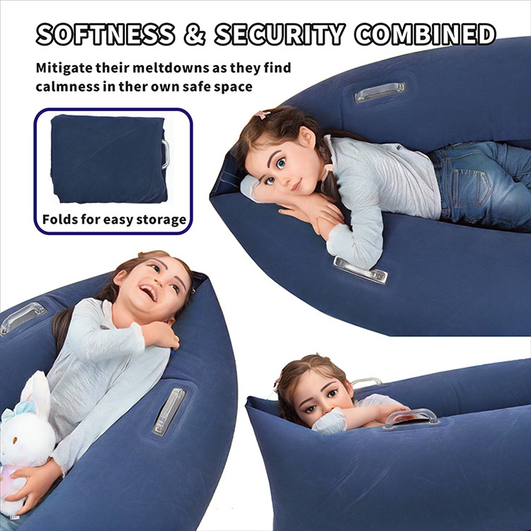 Kids Inflatable Autism Sensory Therapy Peapod Compression Portable Folding Lounger Chair Calming Relaxing Zone Kids Sofa