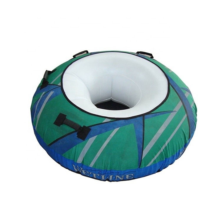 Water Sport Product Towable Tube  45inch Round 1 Rider Towable Boat Durable Bottom Winter Snow Tube with 4 Handles