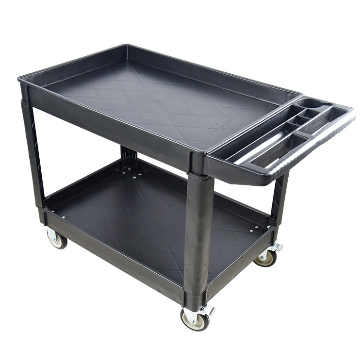 Heavy Duty 2-Tier Service Mobile Industrial Utility Tool carts with wheels Two Shelf Tooling Service Cart Storage Trolley