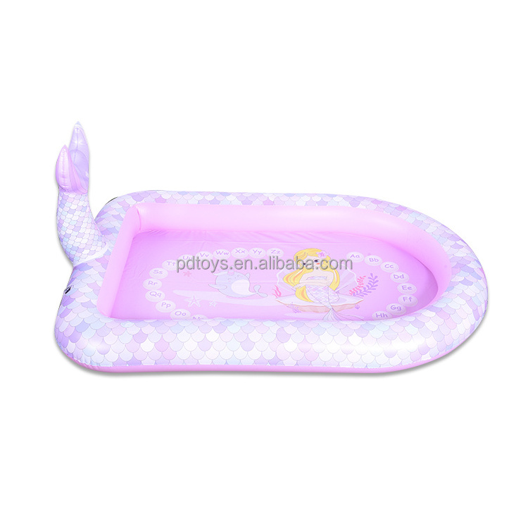 New 1 layer Children's inflatable paddling pool with sprinkler baby girl mermaid splash pad inflatable kiddie pool