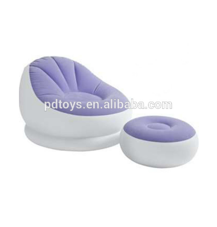 living room furniture flock PVC inflatable chair chaise lounge with pouf inflatable sofa set inflatable ottoman outdoor camping