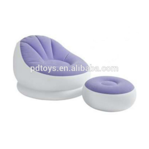 living room furniture flock PVC inflatable chair chaise lounge with pouf inflatable sofa set inflatable ottoman outdoor camping