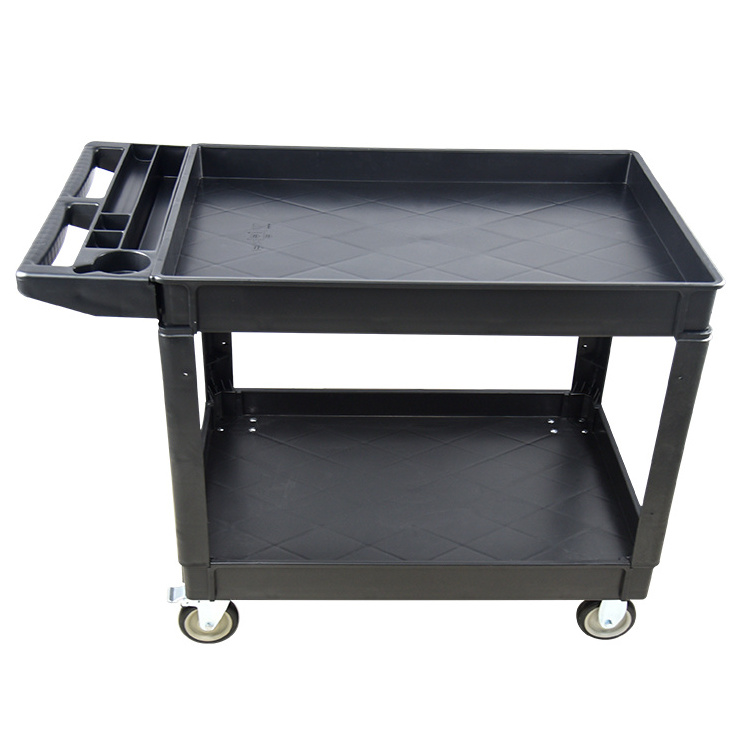 Heavy Duty 2-Tier Service Mobile Industrial Utility Tool carts with wheels Two Shelf Tooling Service Cart Storage Trolley