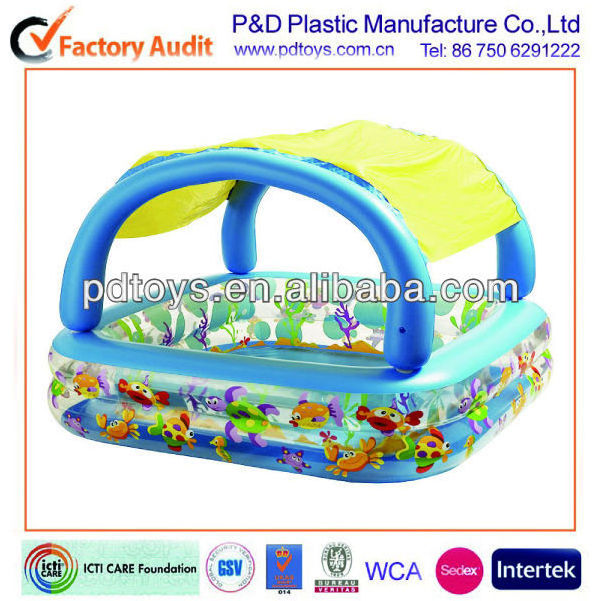 Large PVC Inflatable Printed Canopy Swimming Pool for Children Outdoor above Ground Plastic Pool