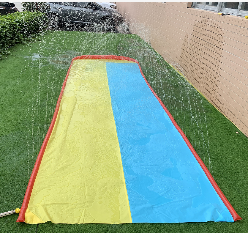 Super slide Inflatable Slip and Slide Double Lane 16ft Plastic Double tube Inflatable Water Slide with sprinkle