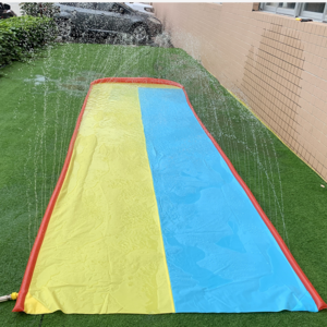 Super slide Inflatable Slip and Slide Double Lane 16ft Plastic Double tube Inflatable Water Slide with sprinkle