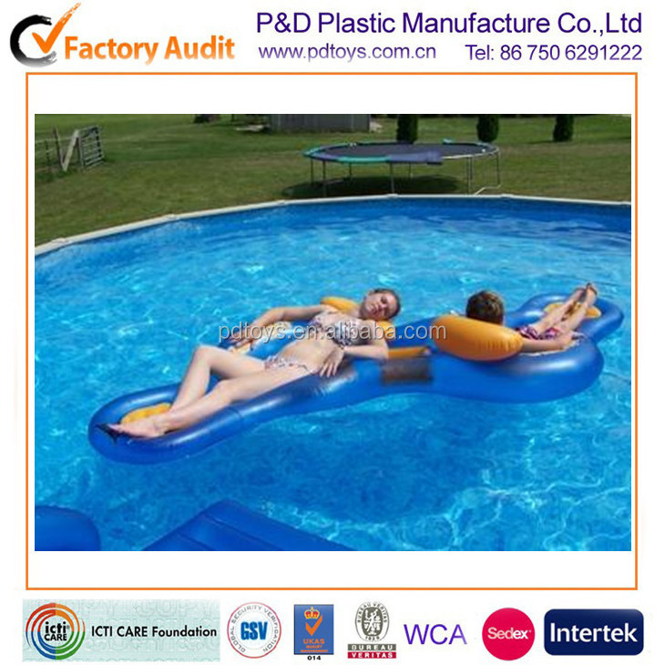 EN71 6P PVC Inflatable Double Deck Chair Sun Loungers for Outdoor Furniture for Pool Use