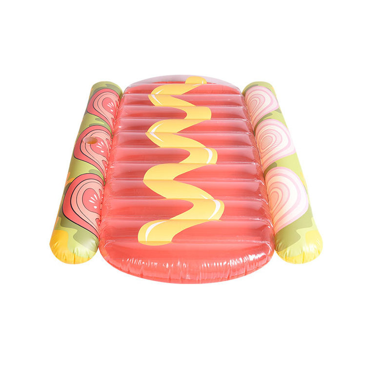 ISO9001 Factory Custom pool float hot dog inflatable floating pool raft pool toy inflatable lilo mattress