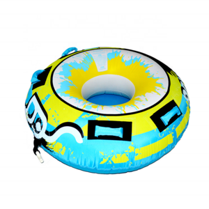 Water Sport Product Towable Tube  45inch Round 1 Rider Towable Boat Durable Bottom Winter Snow Tube with 4 Handles