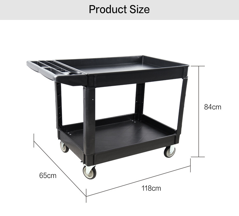 Heavy Duty 2-Tier Service Mobile Industrial Utility Tool carts with wheels Two Shelf Tooling Service Cart Storage Trolley