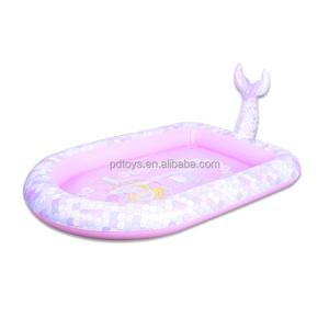 New 1 layer Children's inflatable paddling pool with sprinkler baby girl mermaid splash pad inflatable kiddie pool