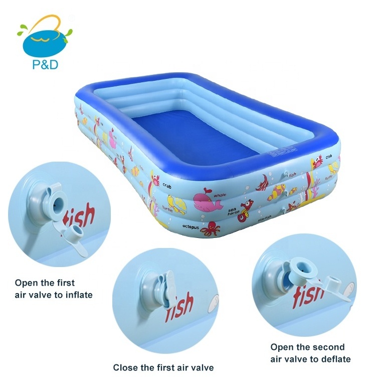 P&D plastic inflatable 3-Ring Hamburger Pool indoor garden sets piscina inflable toys kids educational piscina inflable