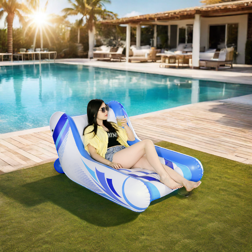 New Design PVC Inflatable Pool Float Chair Custom Size Adult Recliner Lounger Indoor/Outdoor Water Beach Lake Float Swimming