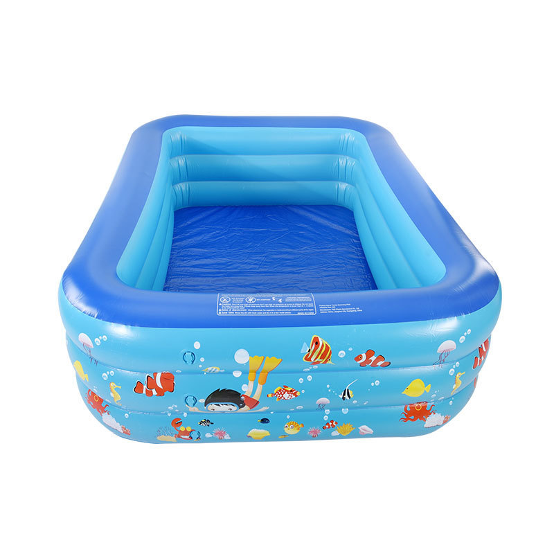 Custom Blue 260cm Square PVC Inflatable Swimming Pool Portable Outdoor Kids' Summer Recreation Accessory