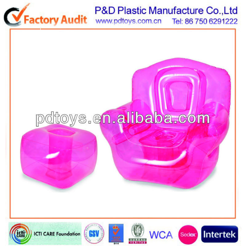 Clear Pink PVC Inflatable air sofa set inflatable chair with ottoman adult inflatable armchair outdoor