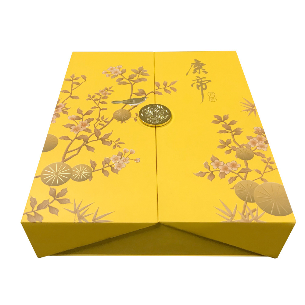 Free Sample 4 Pcs Cardboard Double Door Packaging Moon Cake Box Magnetic Custom Product Box