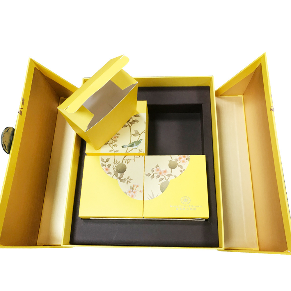 Free Sample 4 Pcs Cardboard Double Door Packaging Moon Cake Box Magnetic Custom Product Box