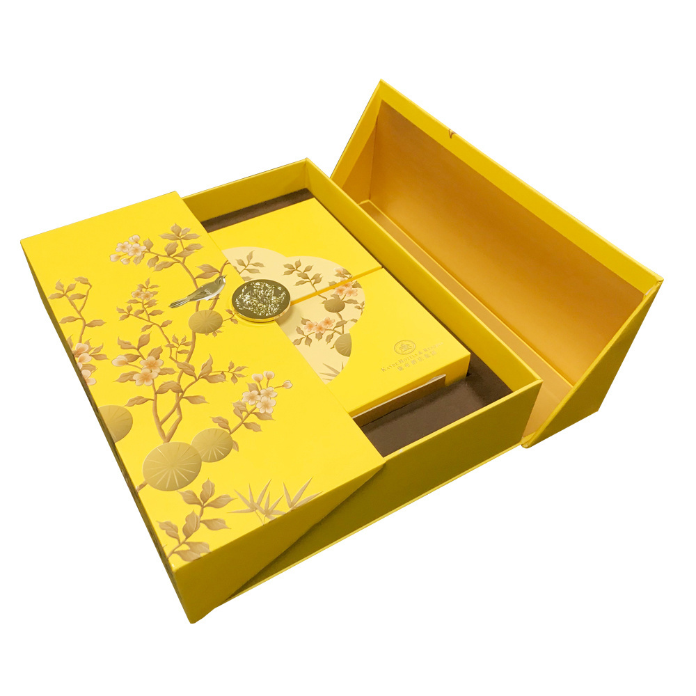 Free Sample 4 Pcs Cardboard Double Door Packaging Moon Cake Box Magnetic Custom Product Box