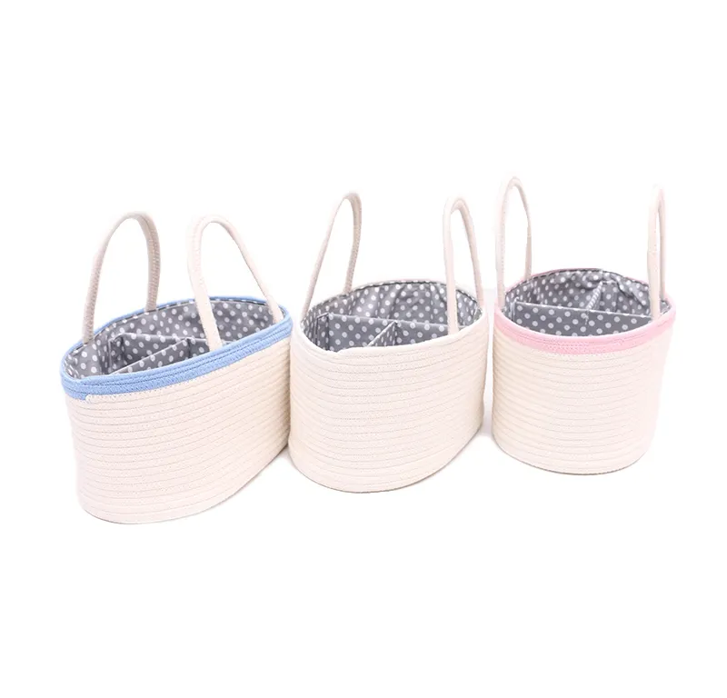 Nursery Organizer Storage Bin Box baby Diaper caddy Organizer WIth Removeable Insert Baby Kids Cotton Rope Storage Basket