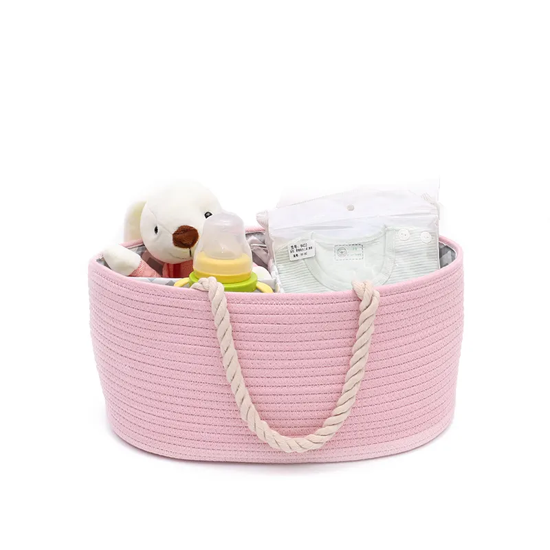 Nursery Organizer Storage Bin Box baby Diaper caddy Organizer WIth Removeable Insert Baby Kids Cotton Rope Storage Basket