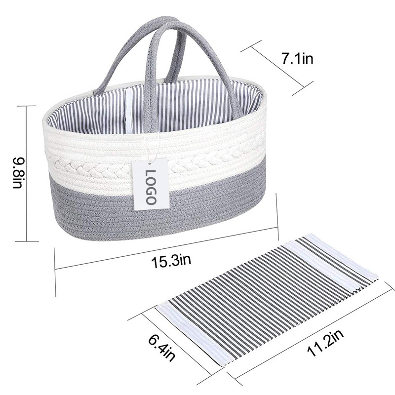 Hot Sale Cotton Rope Baby Organizer Basket Rope Nursery Storage Bin Diaper Caddy Organizer