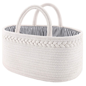 Hot Sale Cotton Rope Baby Organizer Basket Rope Nursery Storage Bin Diaper Caddy Organizer