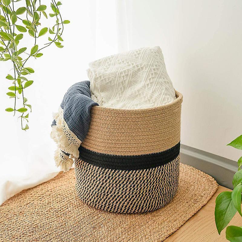 Eco-friendly home storage & organization Storage Containers cotton jute rope plant basket with handle