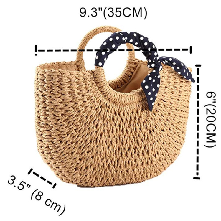 Wholesale Natural Bag Hand Woven Summer Round Beach Bali Paper Straw Bag