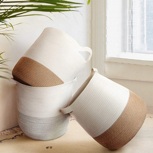 New Design Square cotton rope storage basket closet storage Basket laundry toys Fish cotton rope basket