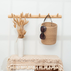 Wall Hanging Storage Baskets Small Cotton Rope Woven Closet Storage Bins-Shelf Basket Organizer for Plants