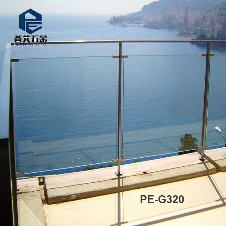 Customized  wood handrail decorative terrace/deck glass railing