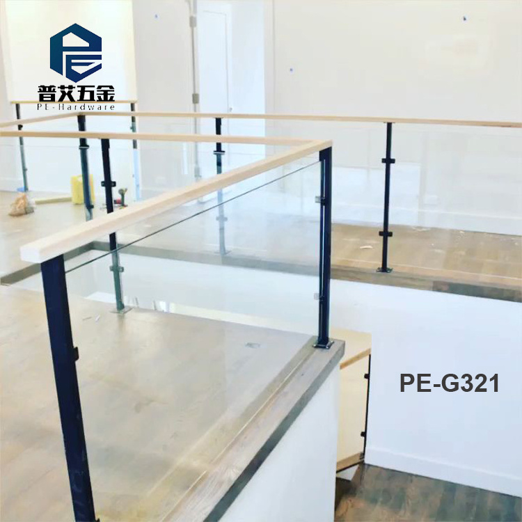 Customized  wood handrail decorative terrace/deck glass railing