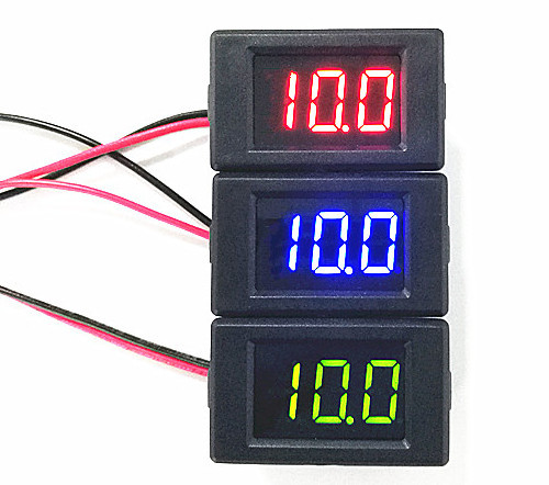 PZVM-001 Blue/Red/Yellow Panel Mount Voltmeter LED Voltage Meter DC Voltage Check Meter