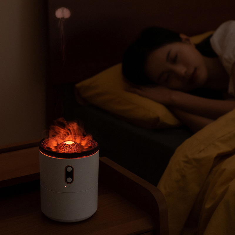 Volcano Difuser Diffuser Hunmidifier Flame Humidifier Diffuser 450ml Ultrasonic Cool Mist Humidifier Led For Bedroom