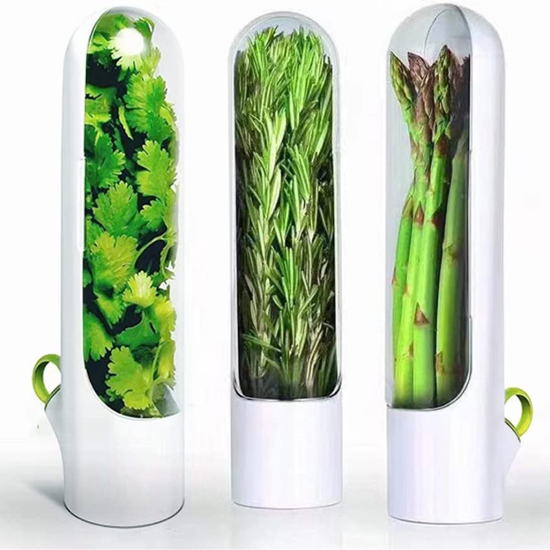 Eco Kitchen Herb Savor Pods Storage Container Freshness Herb Keeper Transparent Refrigerator Herb Saver Savor Storage Container