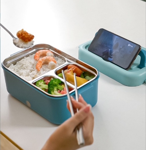 1000ml Wireless 10400mah Rechargeable Stainless Steel Food Warmer Heating Insulated Cordless Electric Bento Lunch Box For Kids