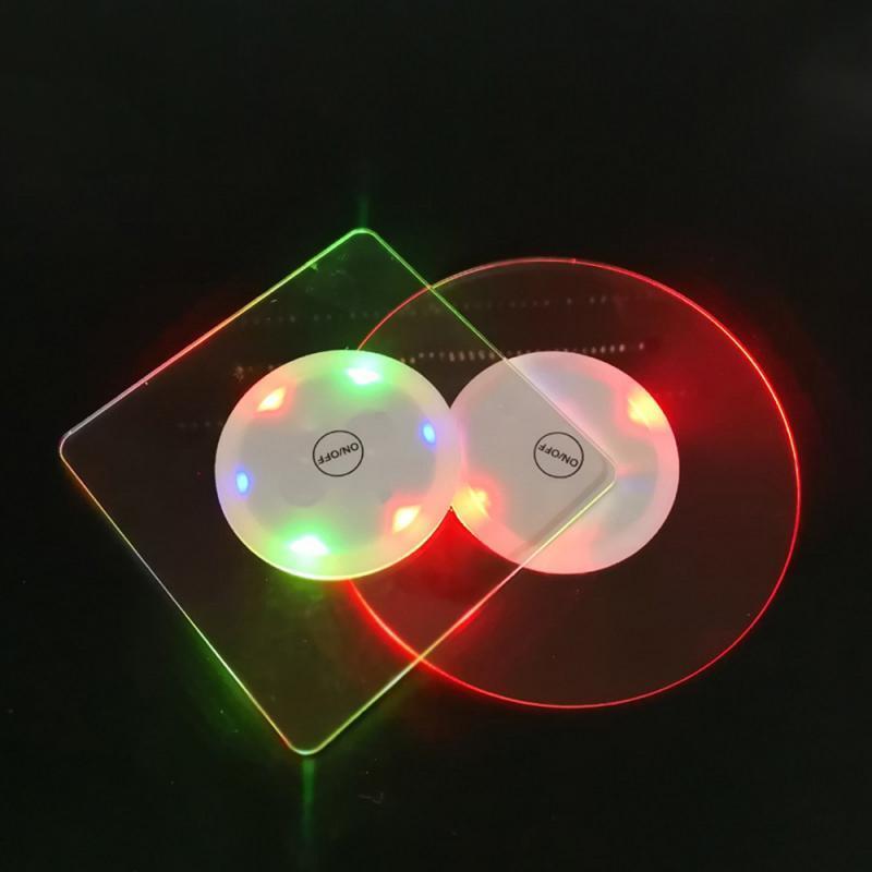 Led Coaster Cup Holder Mug Stand Light Bar Mat Table Placemat Party Drink Glass Creative Pad Round Home Table Decoration Mats