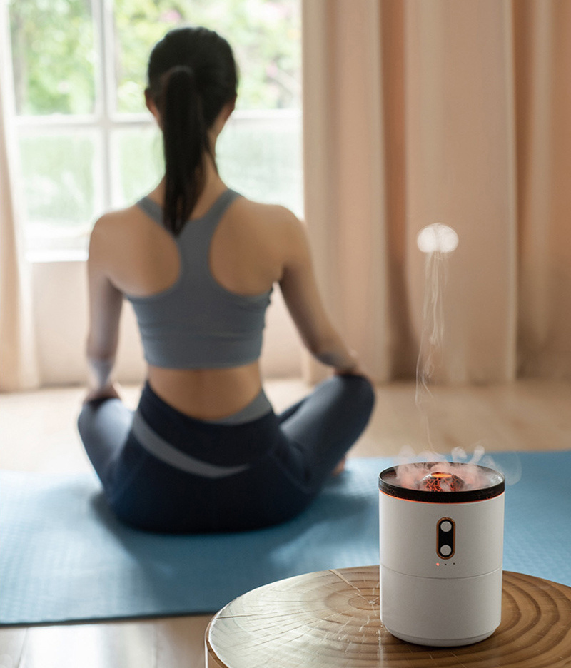 Volcano Difuser Diffuser Hunmidifier Flame Humidifier Diffuser 450ml Ultrasonic Cool Mist Humidifier Led For Bedroom