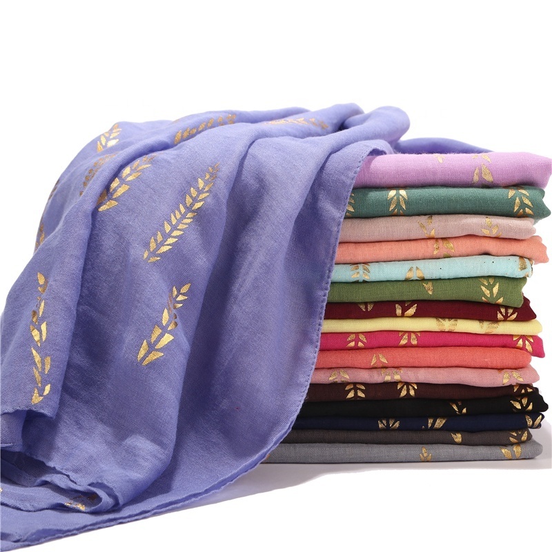 18 Colors New Design Gold Shimmer Scarf Golden Hijab Shawl Lady Bufandas Wholesale Long Pashmina Cotton Scarves