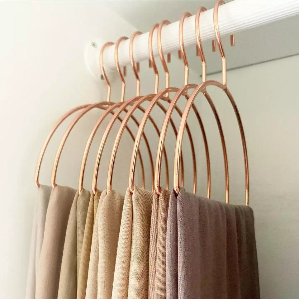 Metal Alloy Tie Towel Storage Rack Non-slip Round Ring Holder Hijab Accessories Muslim Hijab Scarf Hanger