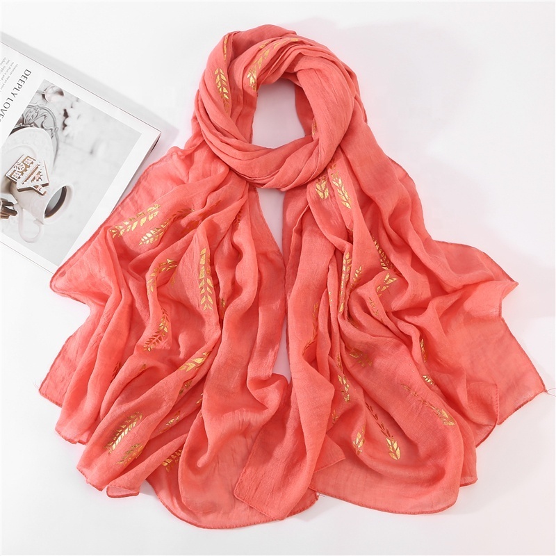 18 Colors New Design Gold Shimmer Scarf Golden Hijab Shawl Lady Bufandas Wholesale Long Pashmina Cotton Scarves