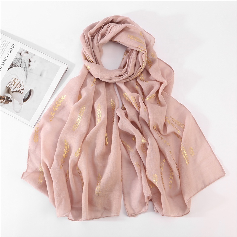 18 Colors New Design Gold Shimmer Scarf Golden Hijab Shawl Lady Bufandas Wholesale Long Pashmina Cotton Scarves