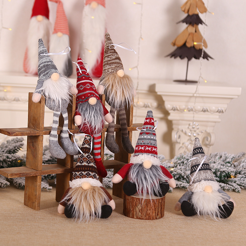 Christmas Tree Gnomes Hanging Ornaments Xmas Dwarf Handmade Plush Set Fireplace Home Decoration Party Holiday Kids Gifts