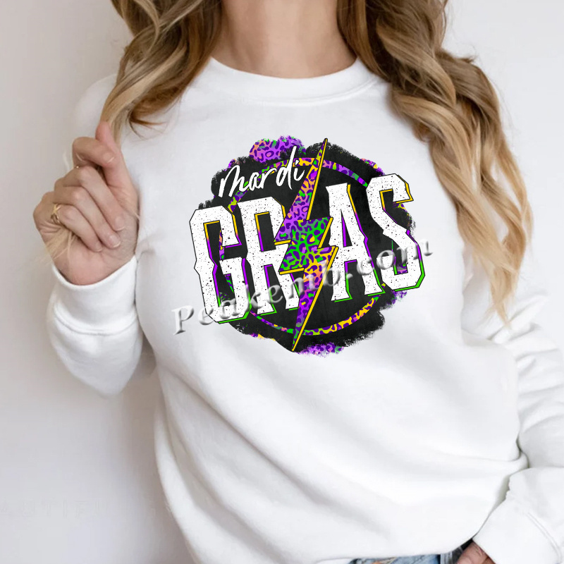 Iron on Mardi Gras Heat Transfer Printing Custom T-shirt Hoodies and Garment