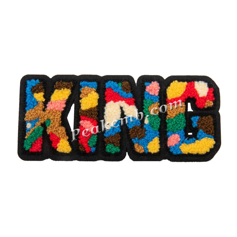 Hot Sale Custom Color Varsity Chenille Embroidery Letter Patches For Pouch 3d Iron On Chenille Patch Embroidery Letter